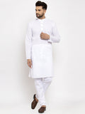 Jompers Men White Chikan Kurta with Churidar
