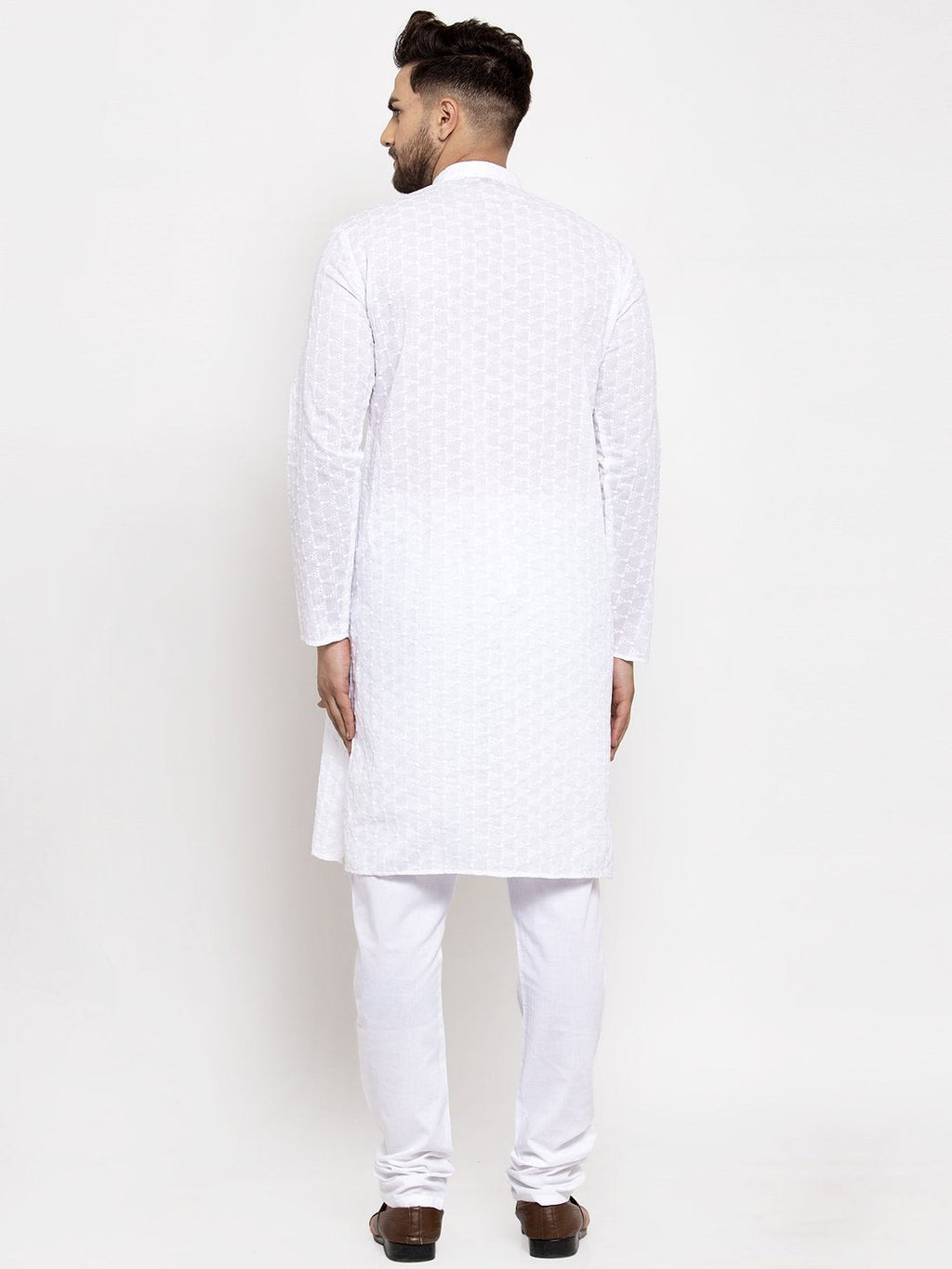 Jompers Men White Chikan Kurta Only