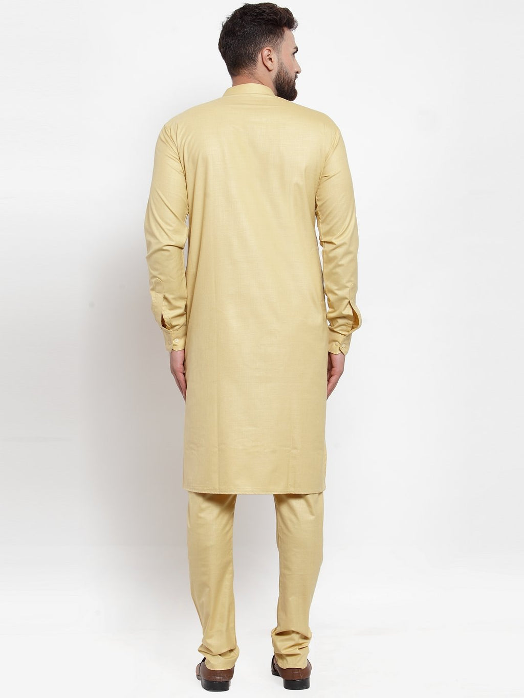 Jompers Men Beige Solid Kurta with Churidar