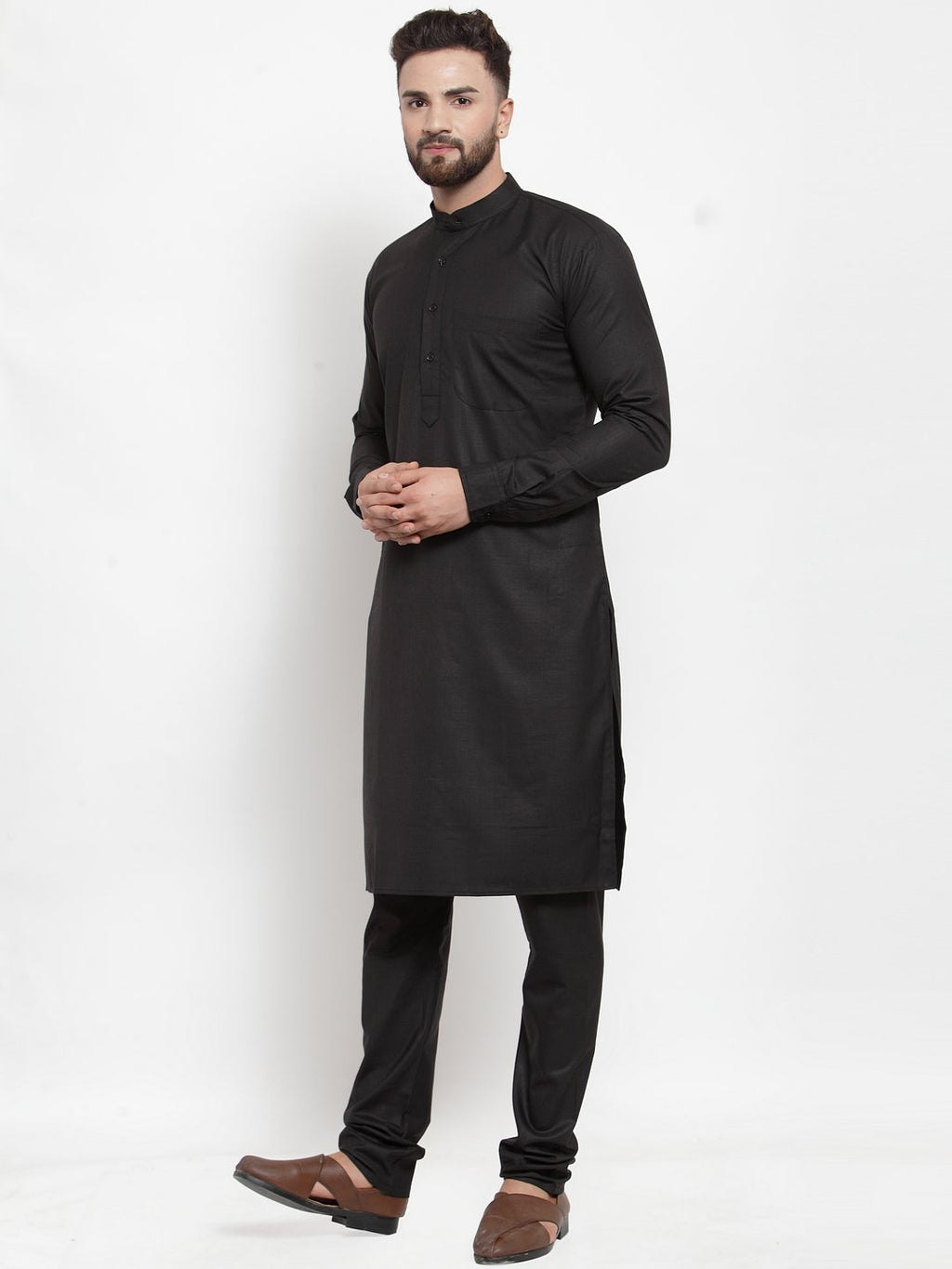 Jompers Men Black Solid Kurta Only
