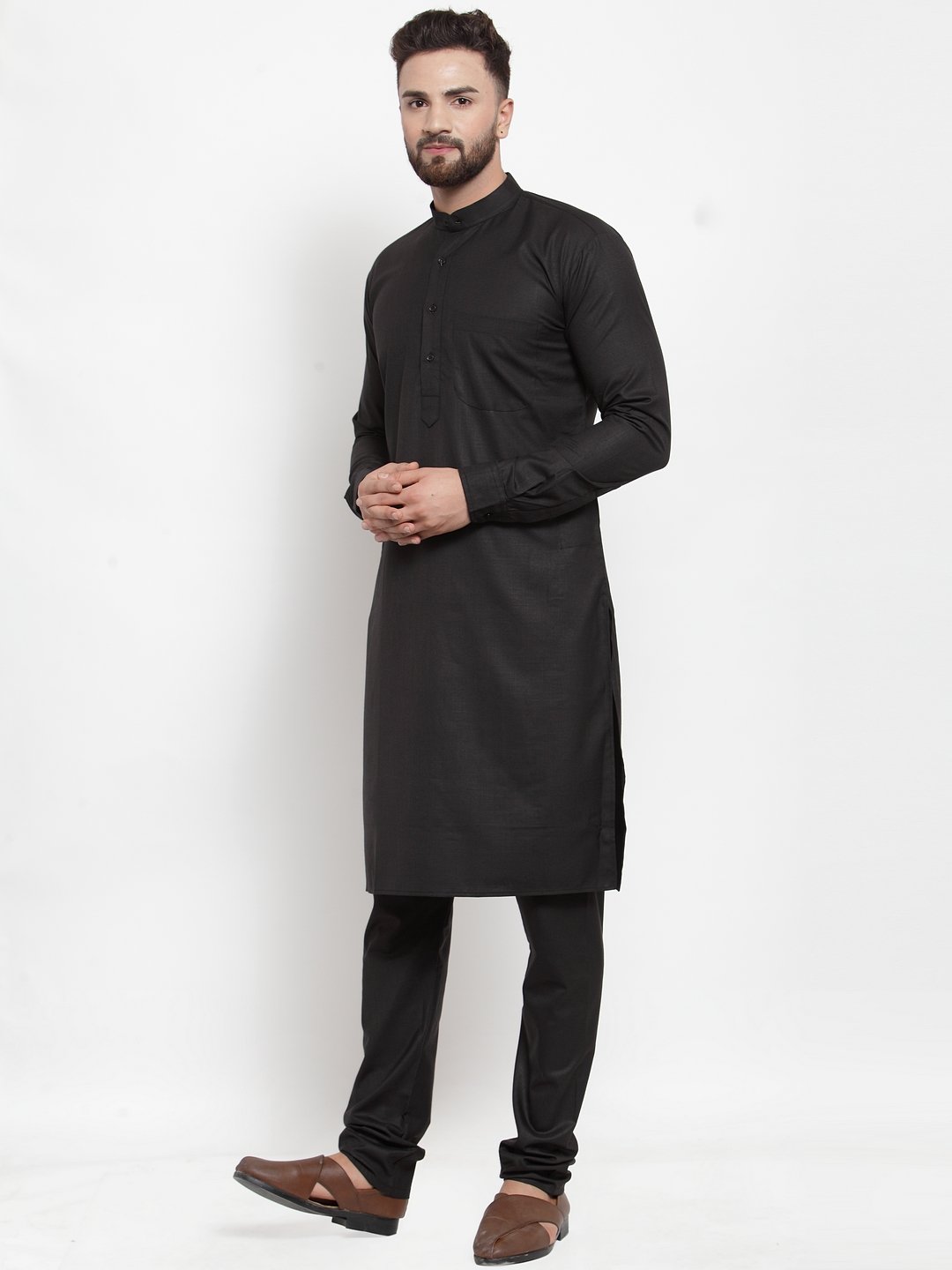 Jompers Men Black Solid Kurta Only