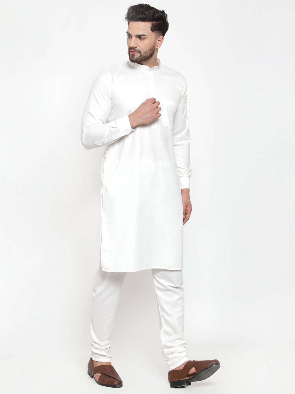 Jompers Men White Solid Kurta Only
