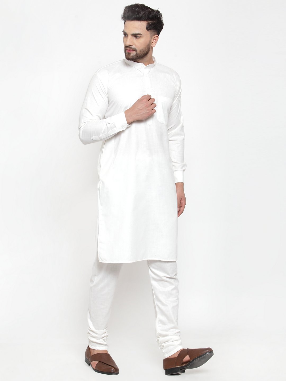 Jompers Men White Solid Kurta Only