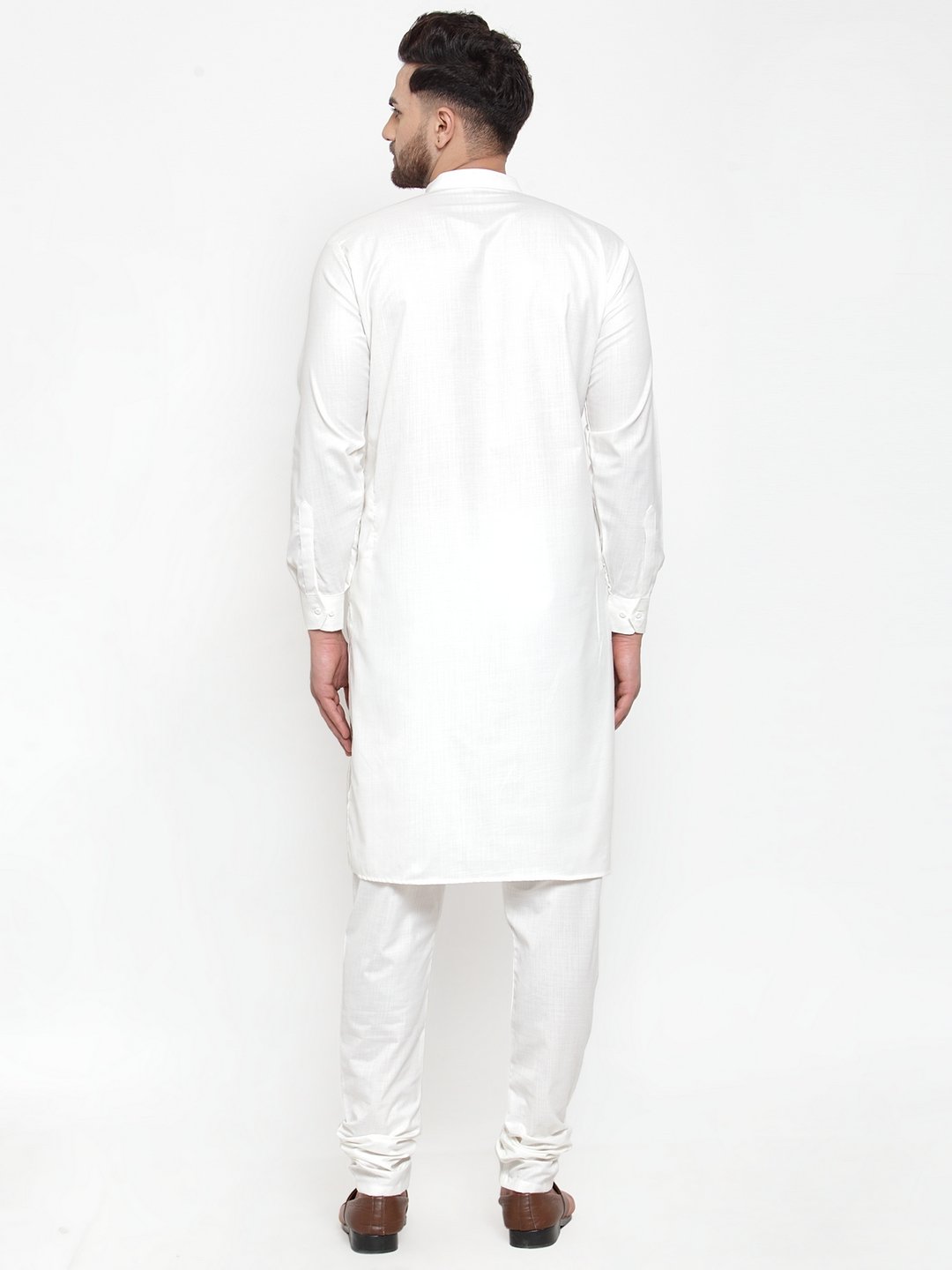 Jompers Men White Solid Kurta with Churidar