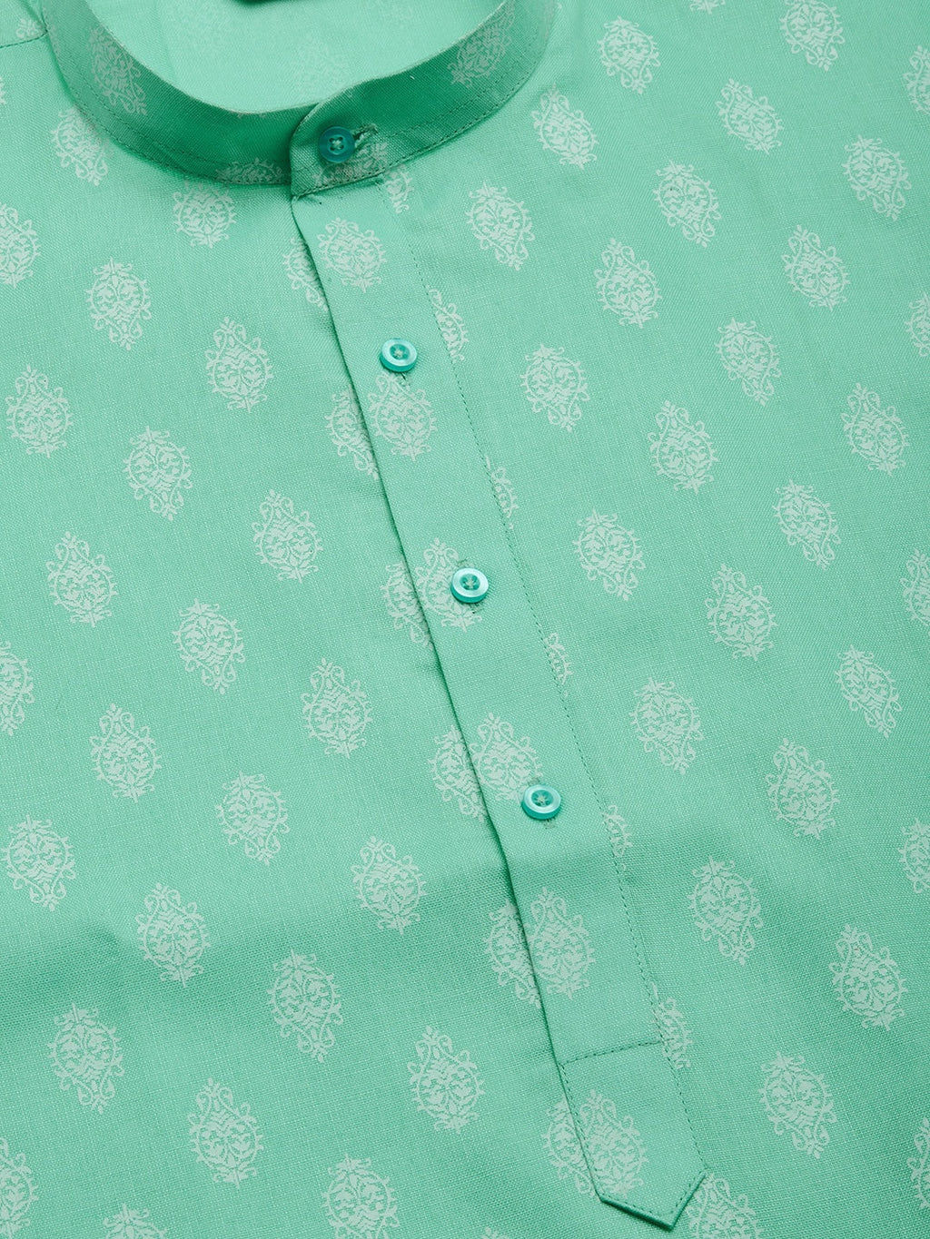 Jompers Men's Green Cotton Floral printed kurta Only