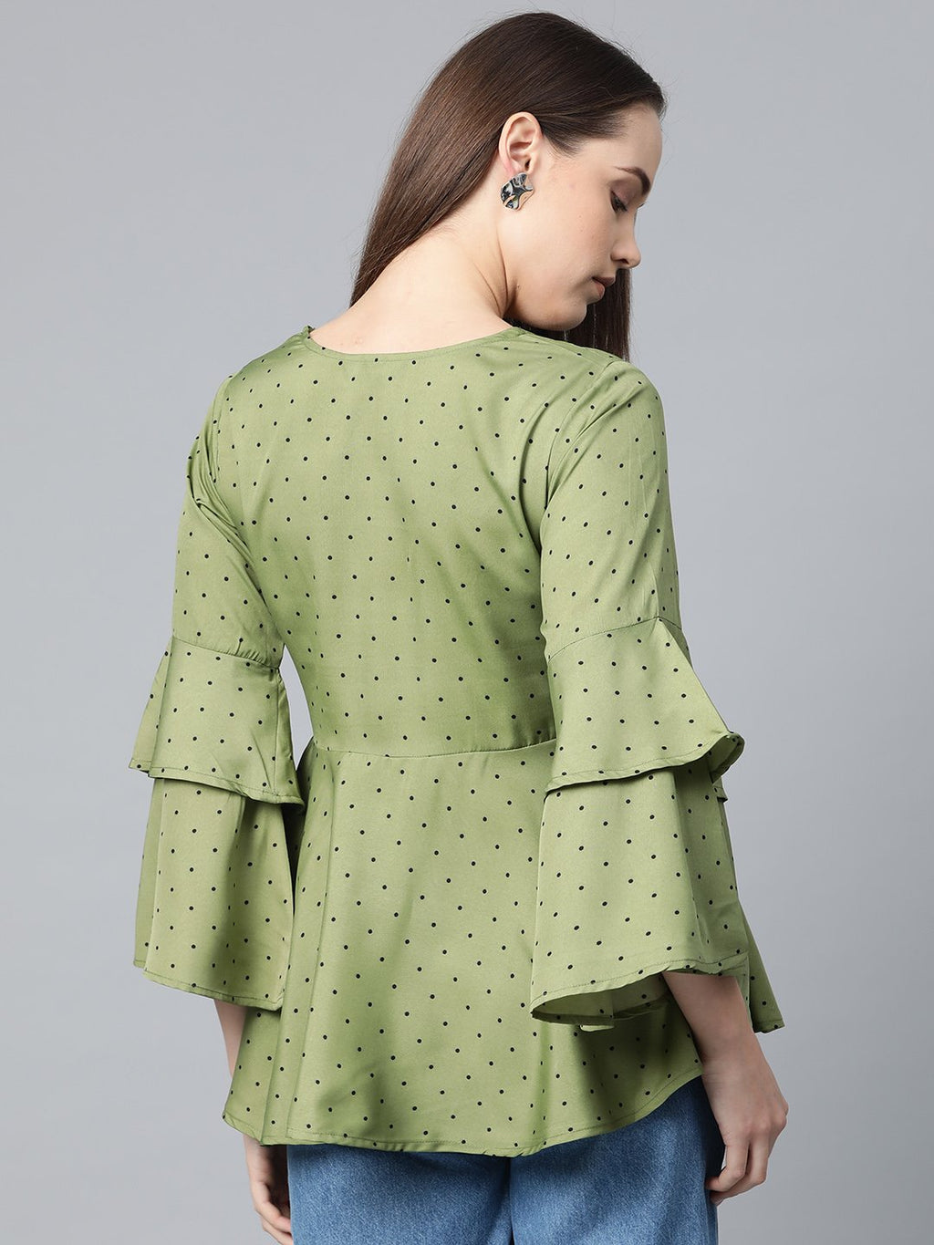 Jompers Women Green & Black Printed A-Line Top