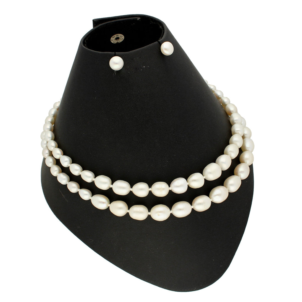 J Pearls 2 Lines Oval Pearl Necklace - Real Pearl Jewelry