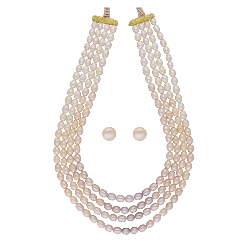 J Pearls Tulsi 4 Lines Pearl Necklaces - Real Pearl Jewelry