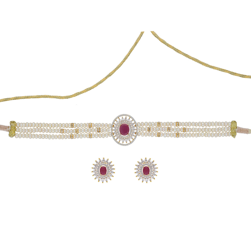 J Pearls Kashvi Pearl Choker - Real Pearl Jewelry