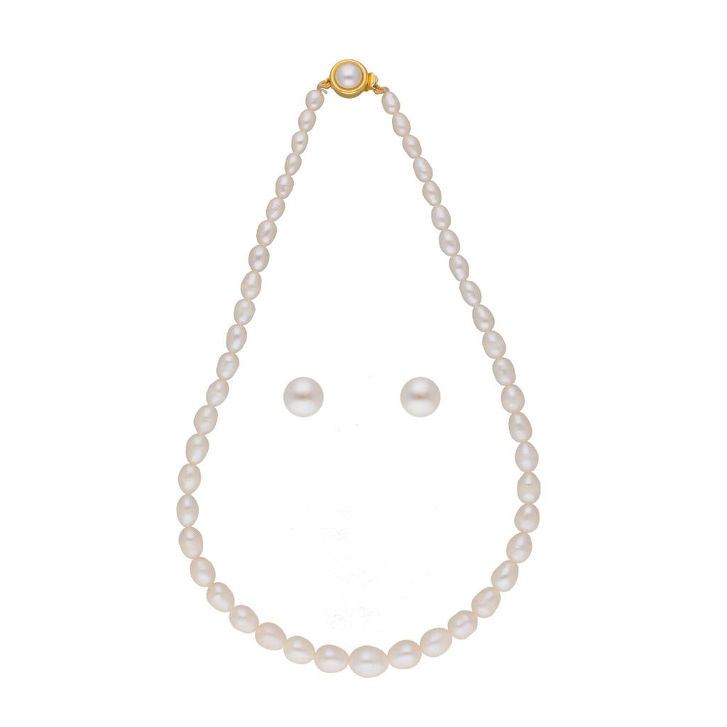 J Pearls White Graded Oval Pearl Necklace - Real Pearl Jewelry