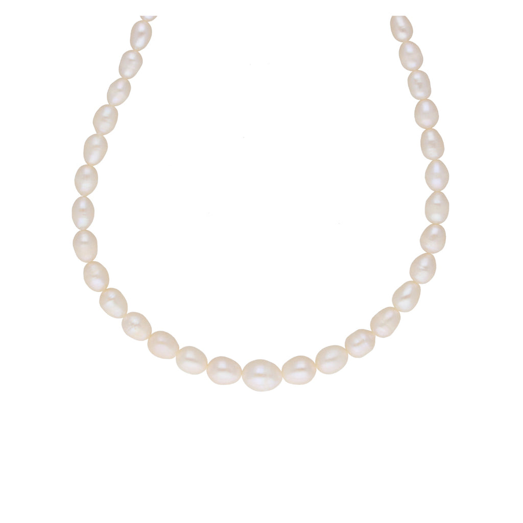 J Pearls White Graded Oval Pearl Necklace - Real Pearl Jewelry