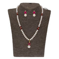 J Pearls Classic Red Pearl Pendant Set - Real Pearl Jewelry