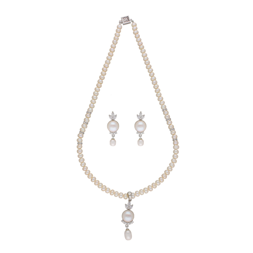 J Pearls Fashionable Pearl Pendant Set - Real Pearl Jewelry