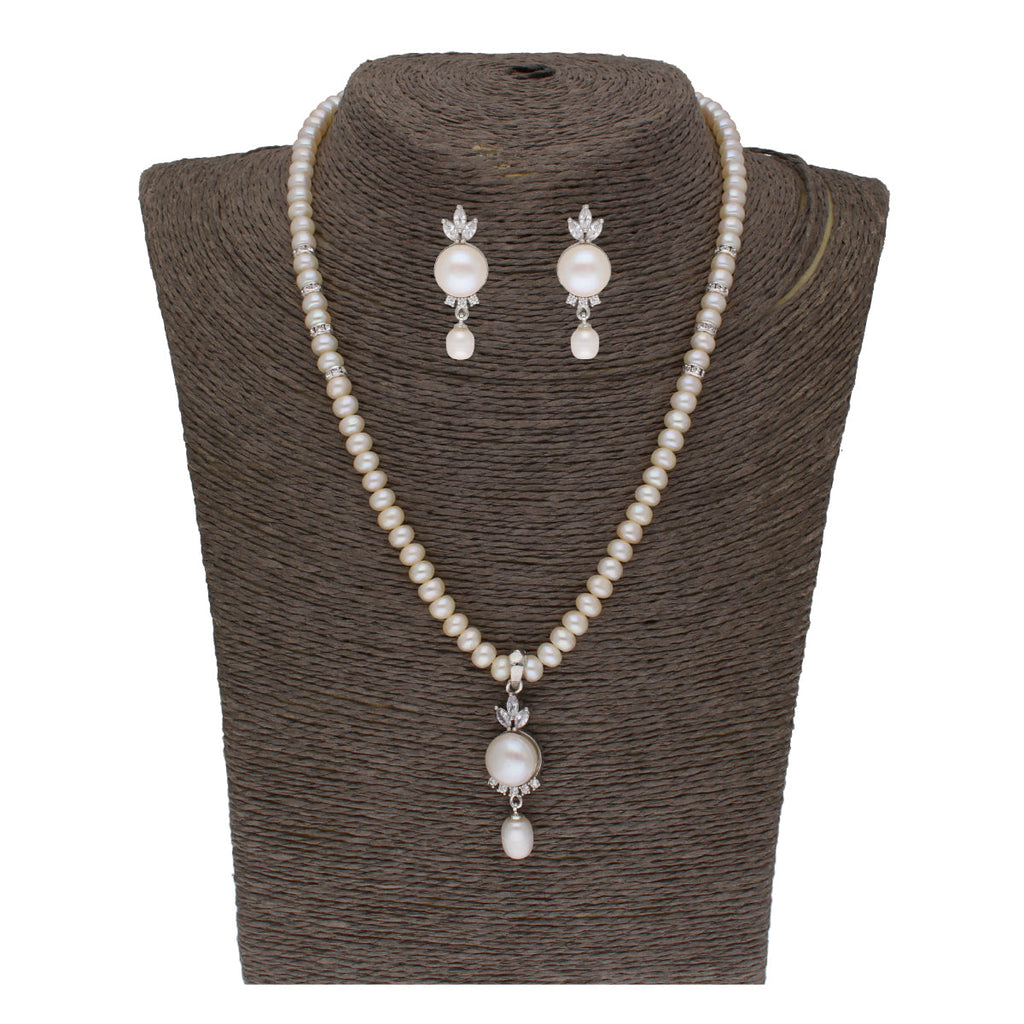 J Pearls Fashionable Pearl Pendant Set - Real Pearl Jewelry