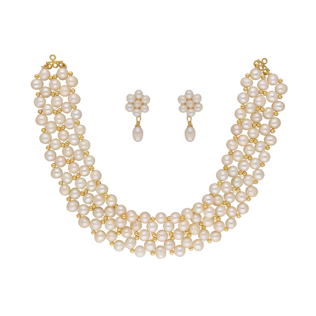 J Pearls Abarna 1 Line Pearl Choker - Real Pearl Jewelry