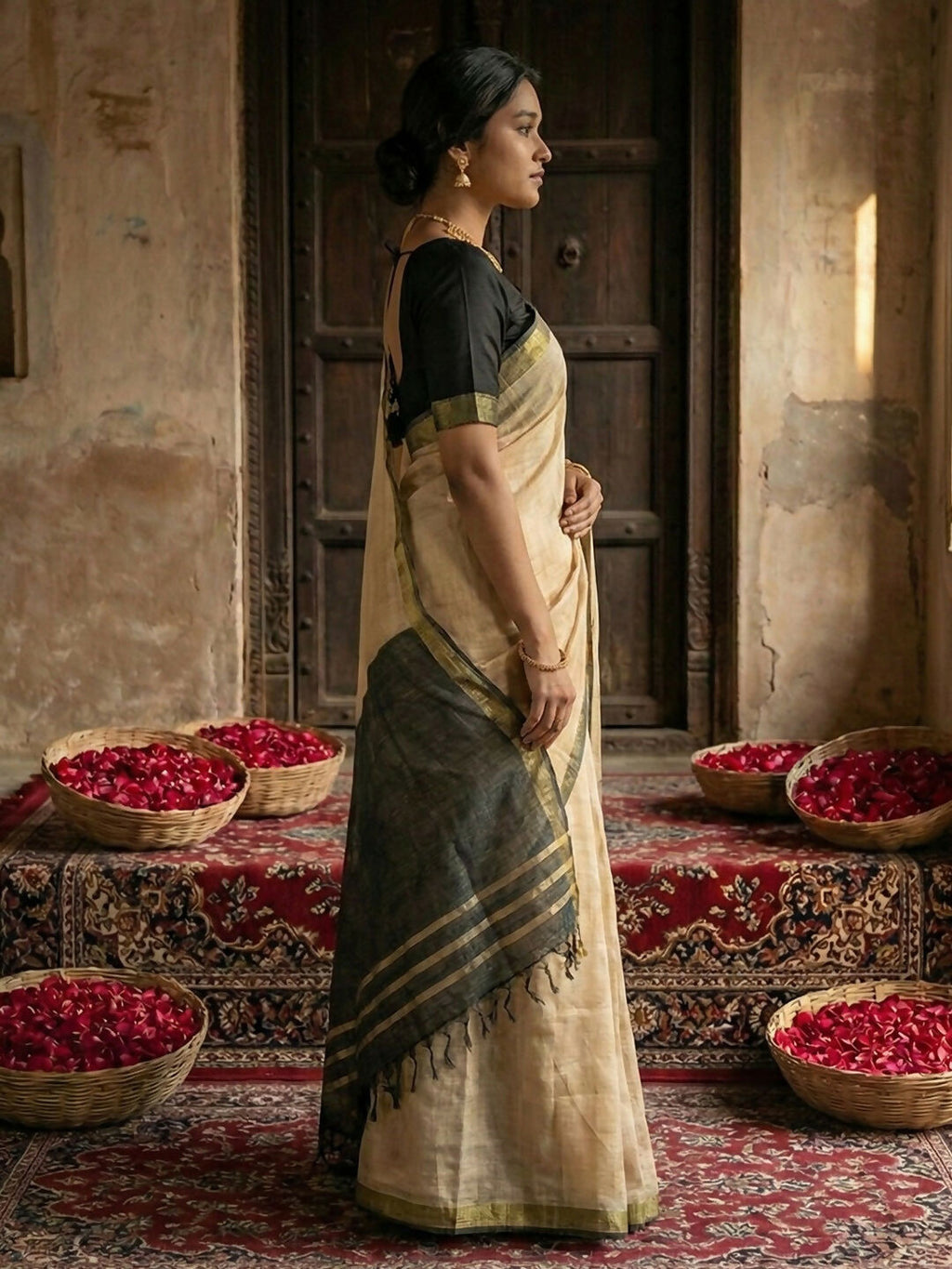 Shree Shyam Fashion Beige Cotton Saree