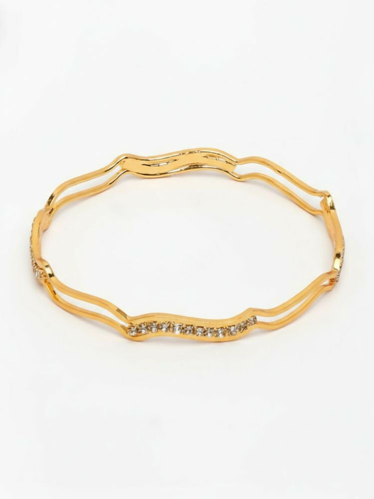 NVR Women Set of 4 Gold Plated CZ Stone Bangle