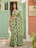 Shree Shyam Fashion Pista Green Linen Cotton Saree