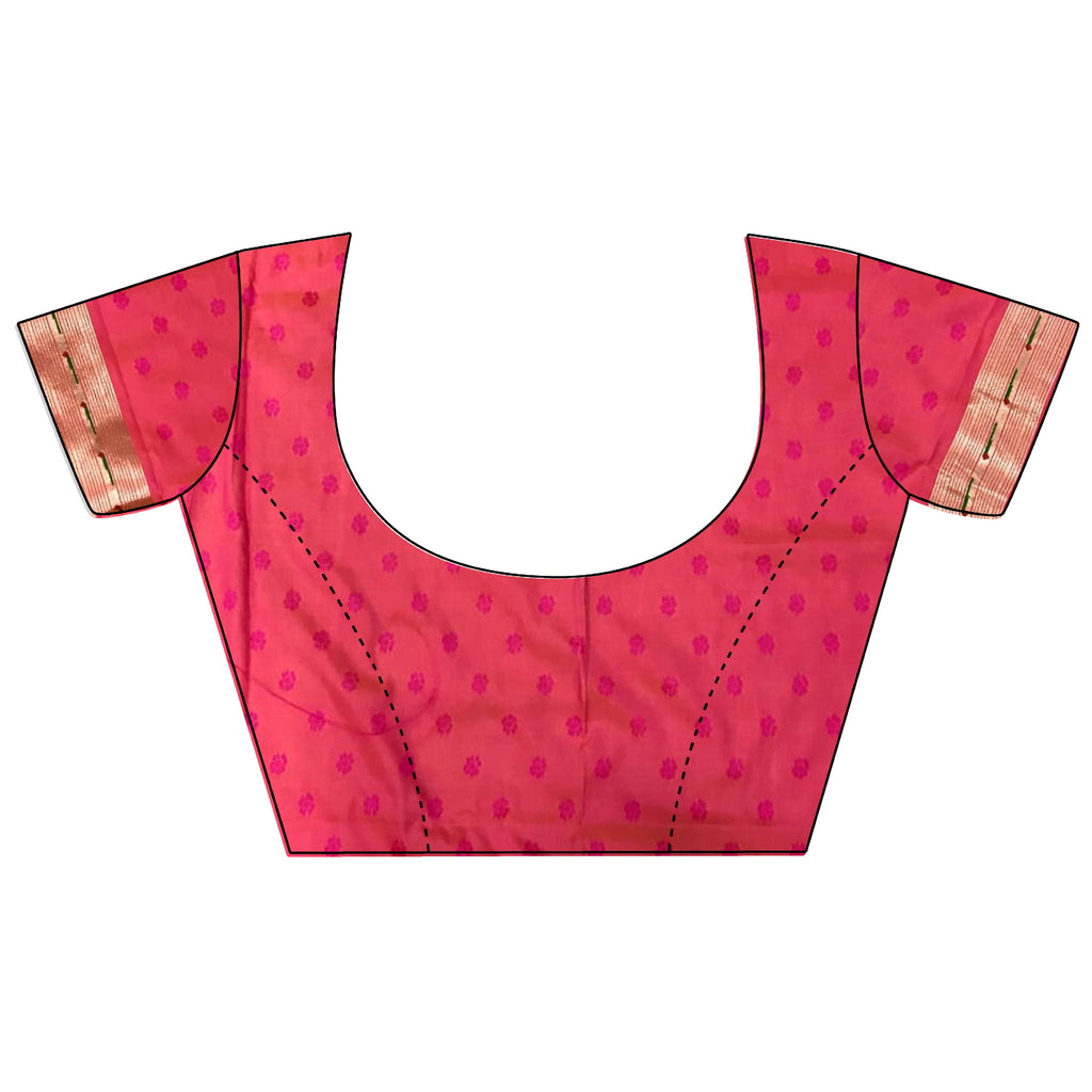 Joban Fashion Pink Peacock & Floral Motifs Soft Silk Kanchipuram Saree