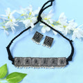 Mominos Fashion Johar Kamal Statement Silver-Plated Brass Finish Kundan/Pearls Choker For Women (Black)