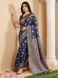 Shree Shyam Fashion Navy Blue Silk Blend Saree