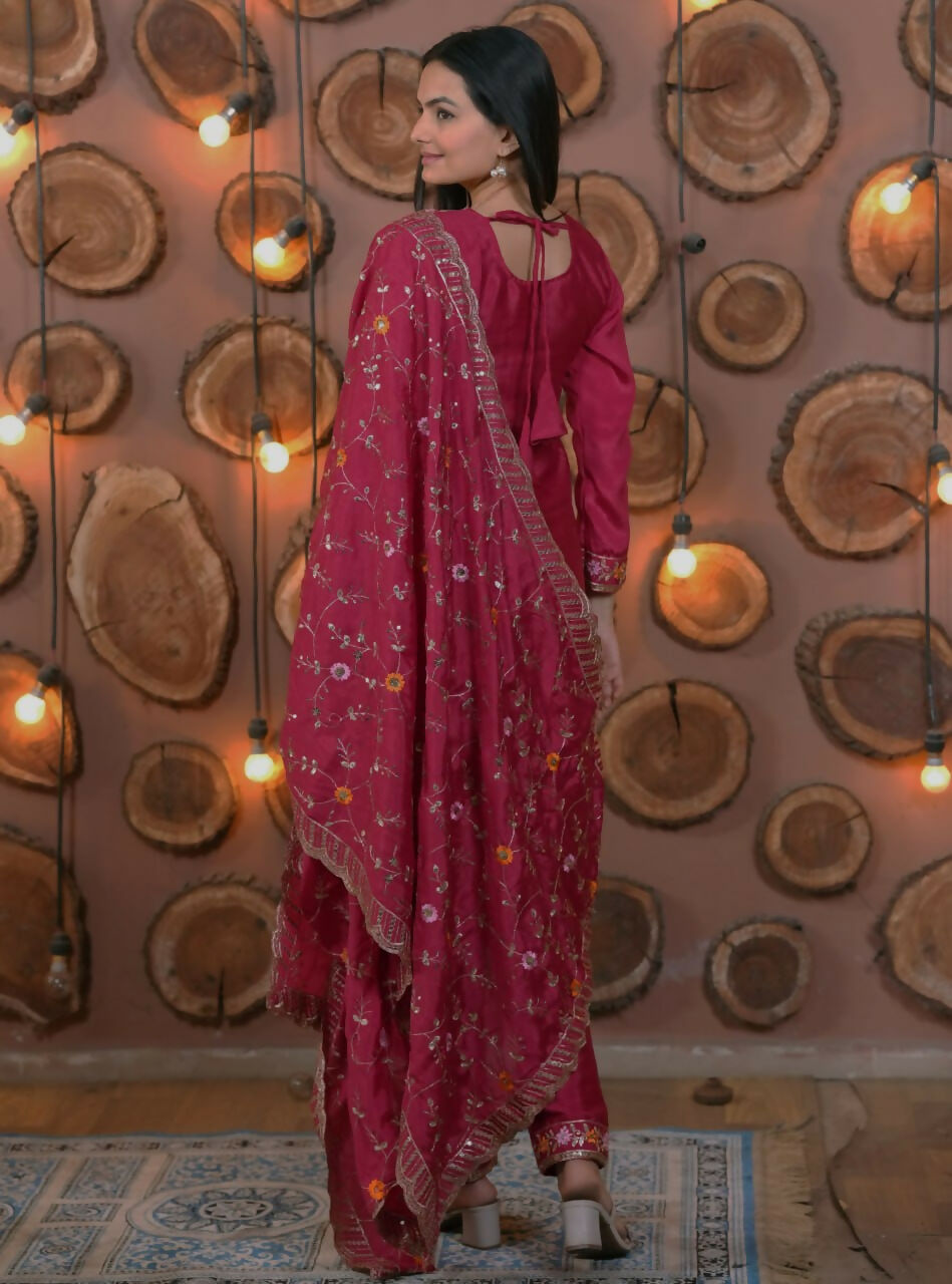 Teeya Creation Rani Color Chinon Silk Functional Wear Trending Kurti