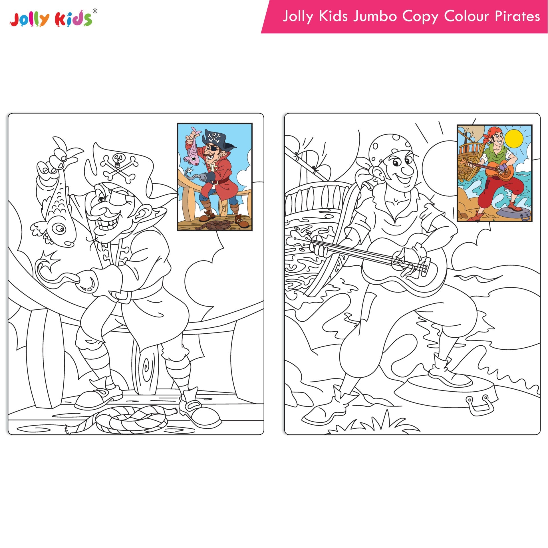 Jolly Kids Jumbo Copy Colour Book for Kids| Colouring Book Themes: Unicorns, Princess, Pirates, Mermaid |Ages 3-10 Years