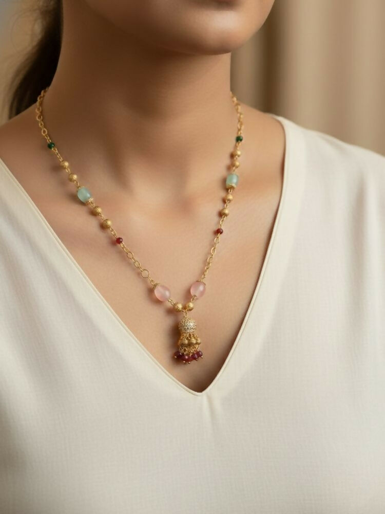 NVR Women Gold Plated Multicolour chain