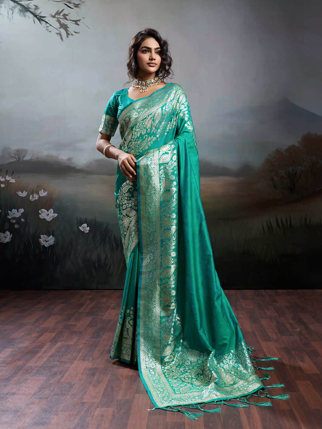 Shree Shyam Fashion Rama Silk Blend Saree