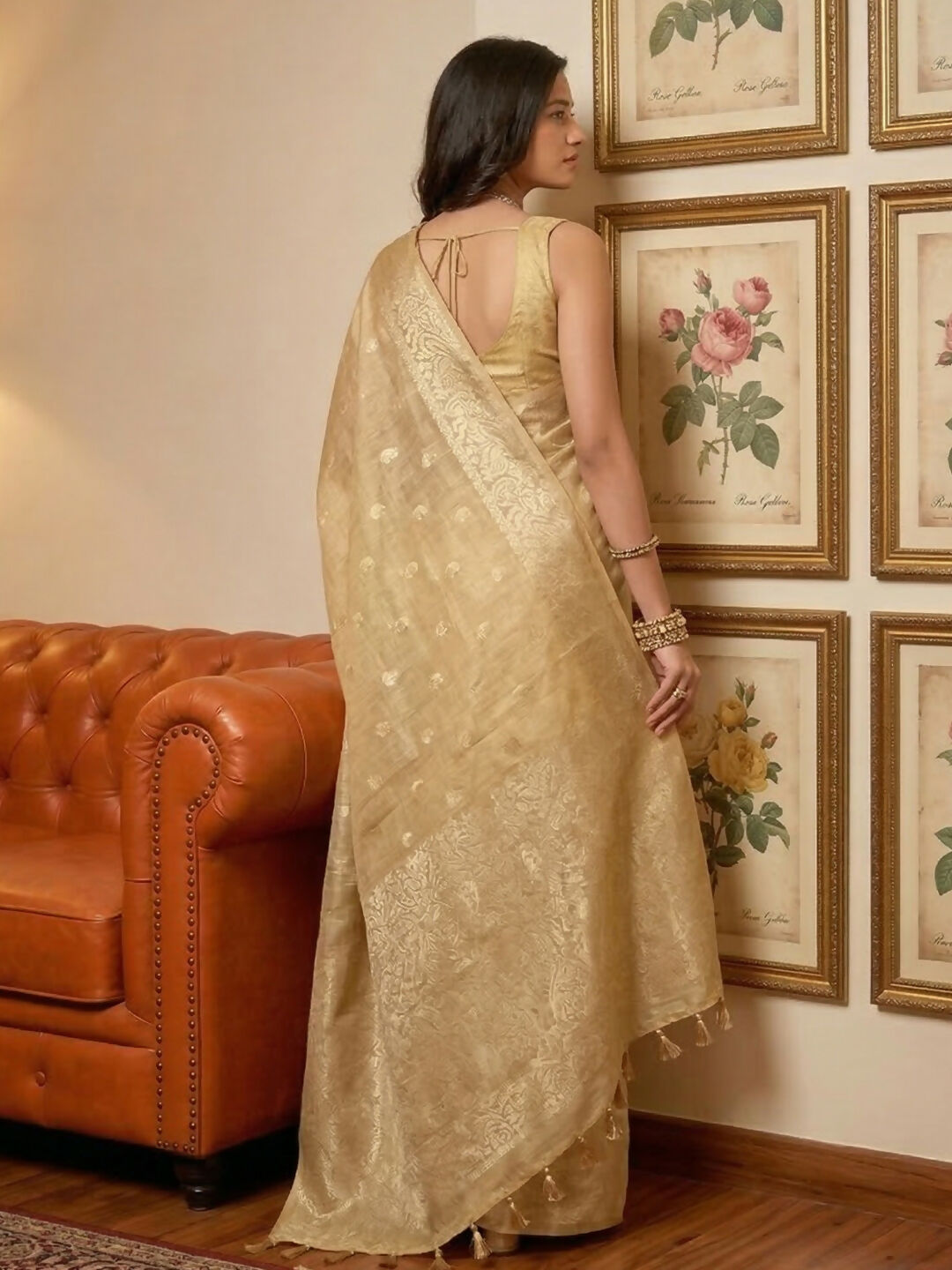 Shree Shyam Fashion Cream Tissue Silk Saree