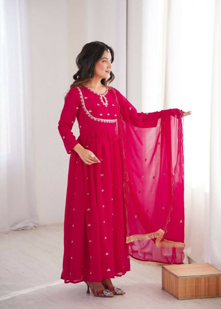 Teeya Creation Rani Faux Georgette Embroidery Work Wedding Wear Gown