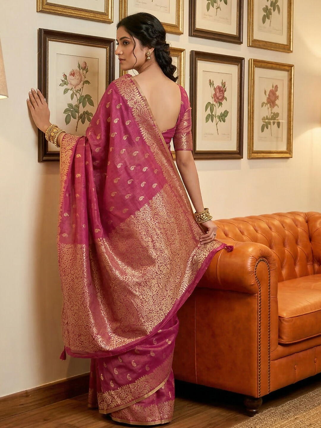 Shree Shyam Fashion Wine Tissue Silk Saree