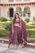 Prazu Fashion Wine Gold Crush With Sequins & Zari Embroidered Work Lehenga Choli