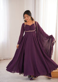 Lehenga Mart Designer Anarkali Suit With Kurta Dupatta For Women-Wine