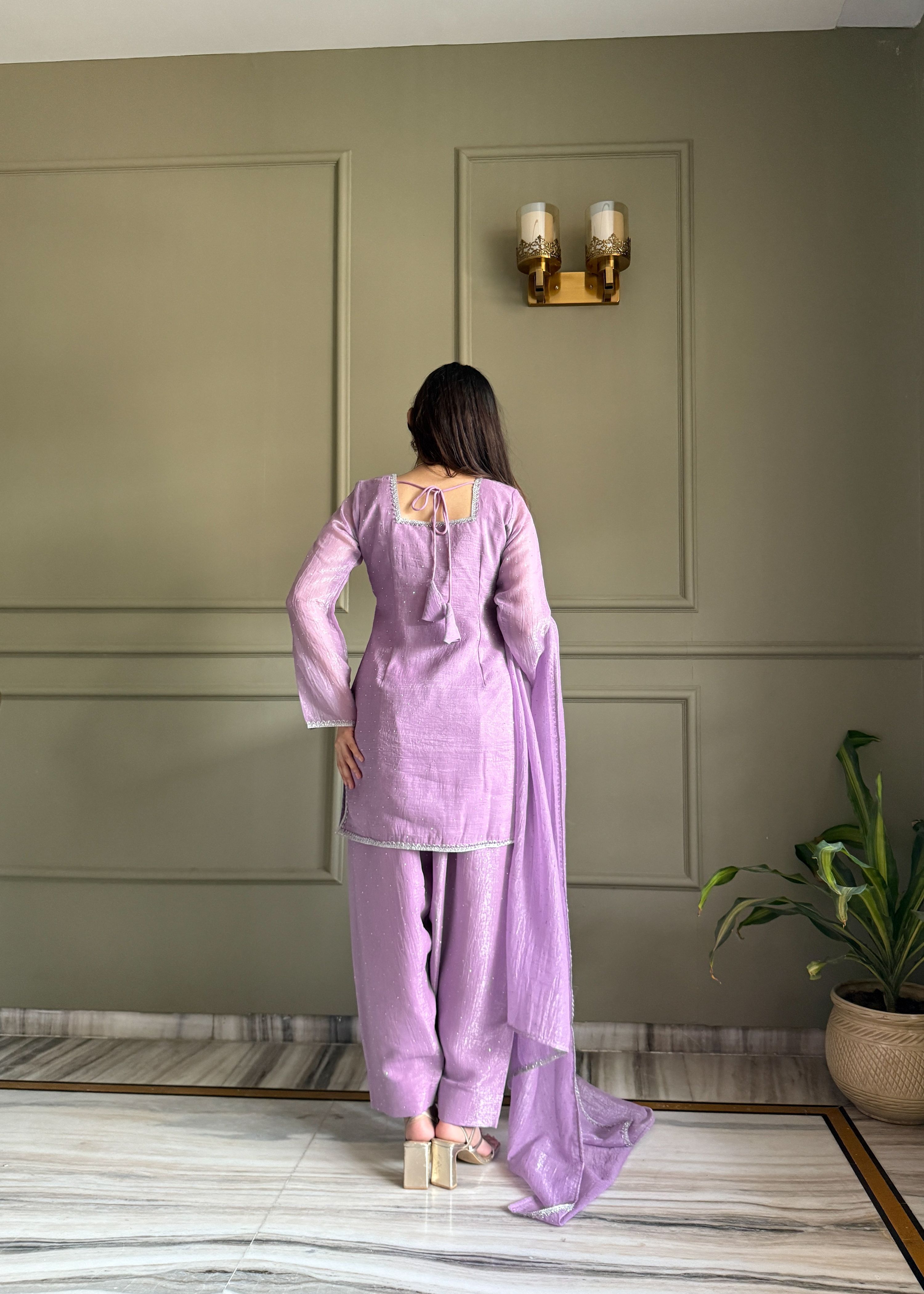 Lehenga Mart Designer Salwar Suit With Kurta Pant Dupatta For Women-Lavender