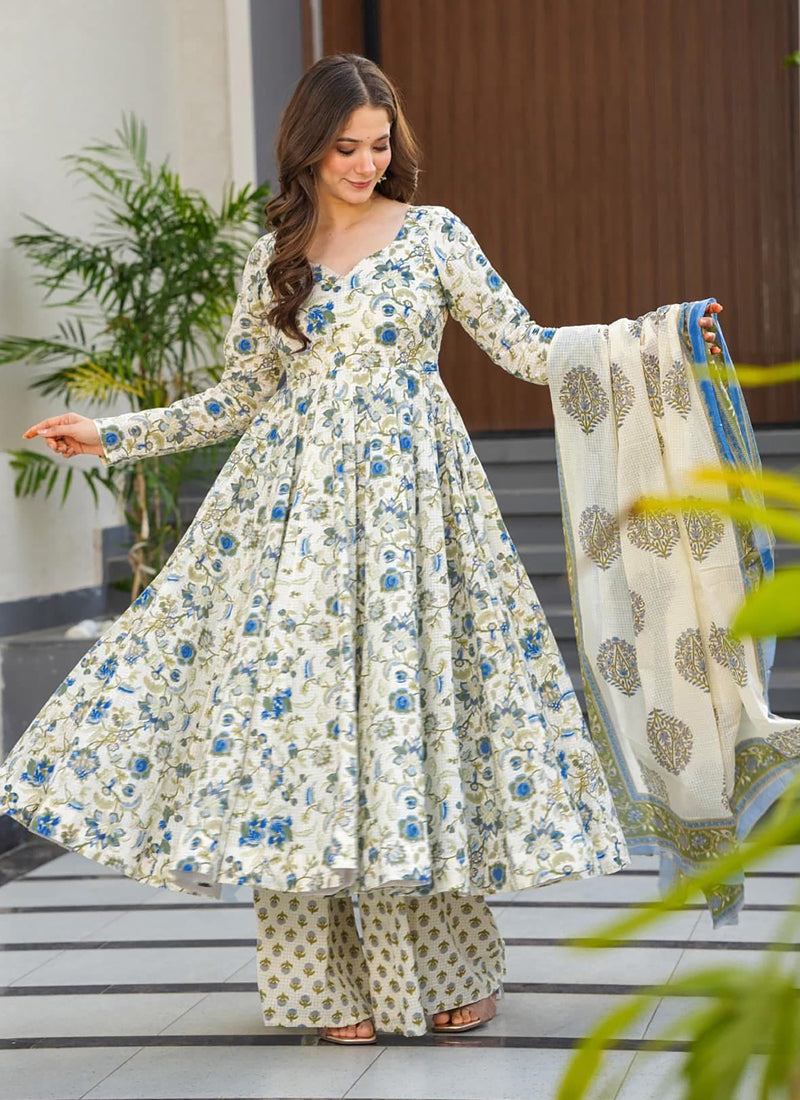 Vegaa Fashion Off White Muslin Digital Print Designer Salwar Suit