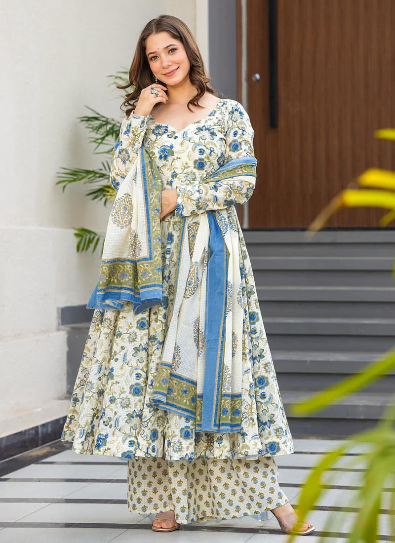 Vegaa Fashion Off White Muslin Digital Print Designer Salwar Suit