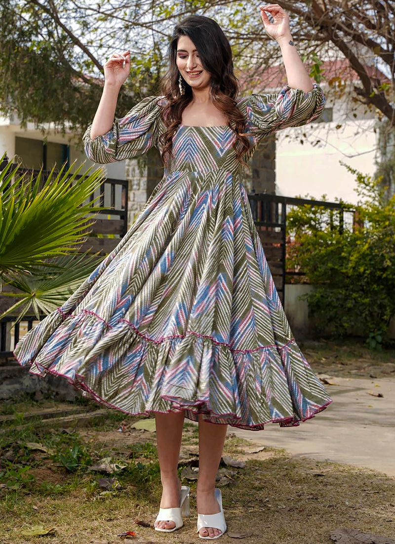 Vegaa Fashion Multi Color Rayon Digital Print Designer Western Gown