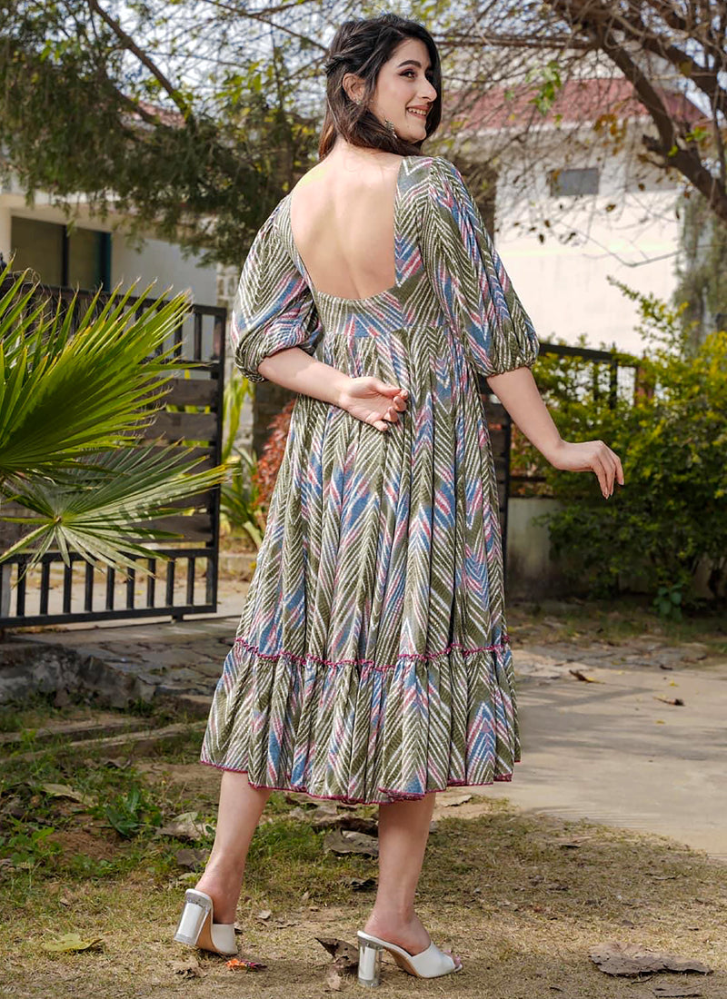 Vegaa Fashion Multi Color Rayon Digital Print Designer Western Gown