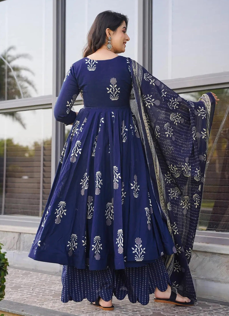 Vegaa Fashion Royal Blue Pure Muslin Digital Printed Designer Salwar Suit