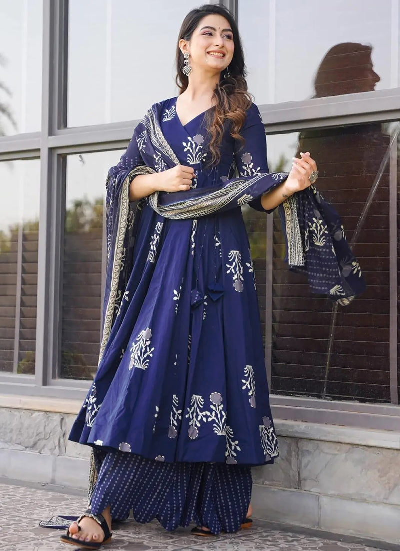 Vegaa Fashion Royal Blue Pure Muslin Digital Printed Designer Salwar Suit