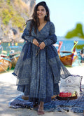 Vegaa Fashion Navy Blue Pure Muslin Digital Printed Designer Salwar Suit