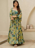 Vegaa Fashion Multi Color Heavy Air Tex Chinon Silk Digital Print Designer Gown