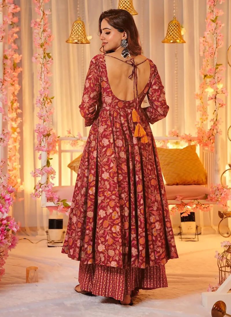 Vegaa Fashion Red Muslin Digital Print Designer Salwar Suit