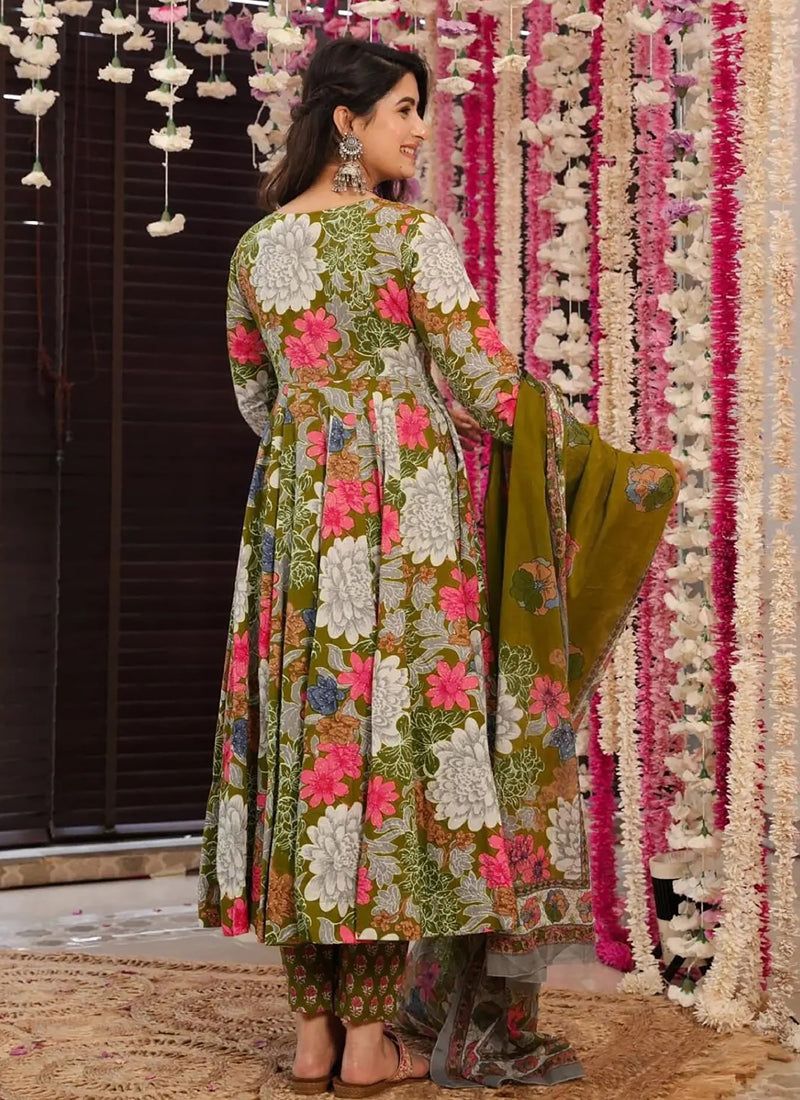 Vegaa Fashion Mehndi Muslin Digital Print Designer Salwar Suit