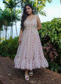 Vegaa Fashion Off White Rayon Digital Print Designer Gown For Festive