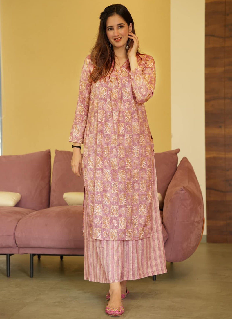 Vegaa Fashion Coral Muslin Digital Print Designer Kurti Pant