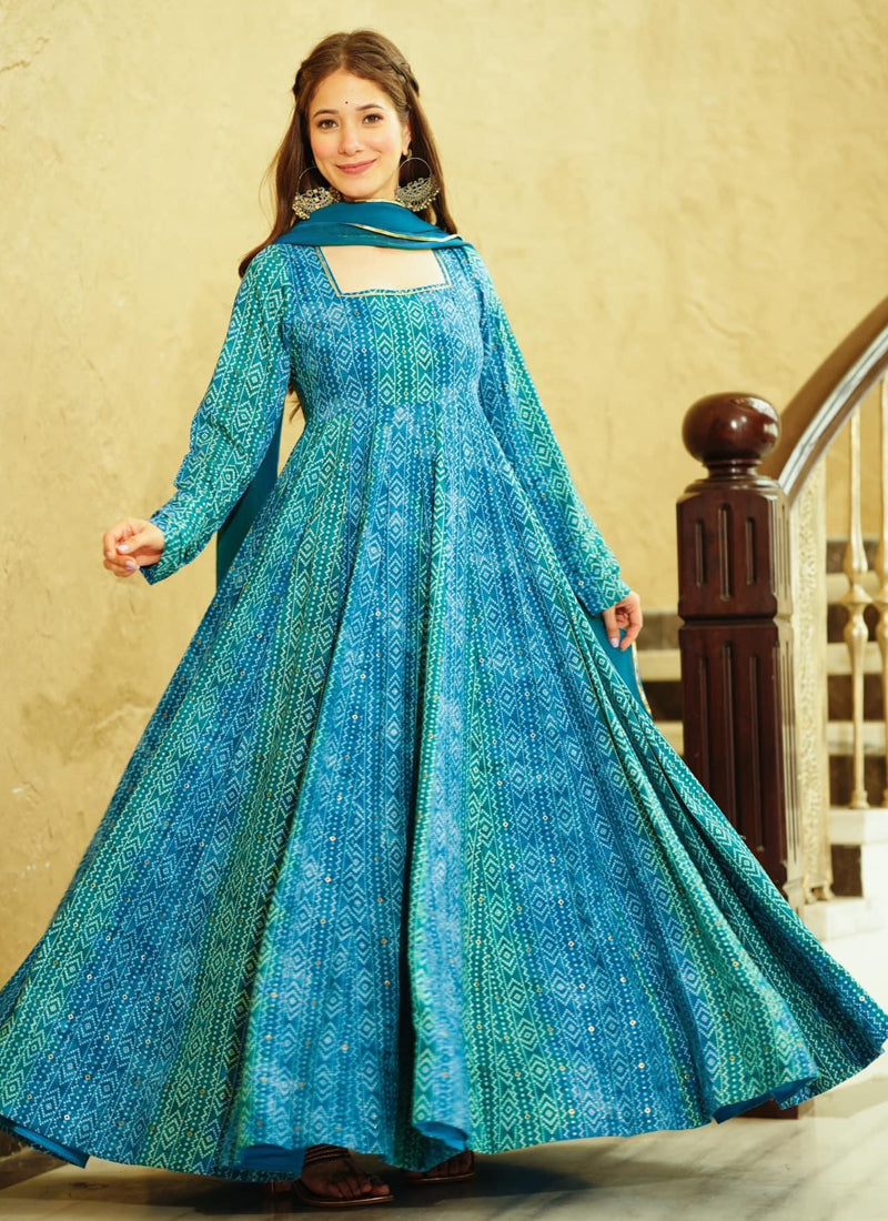 Vegaa Fashion Rama Georgette Digital Print Designer Gown For Festive