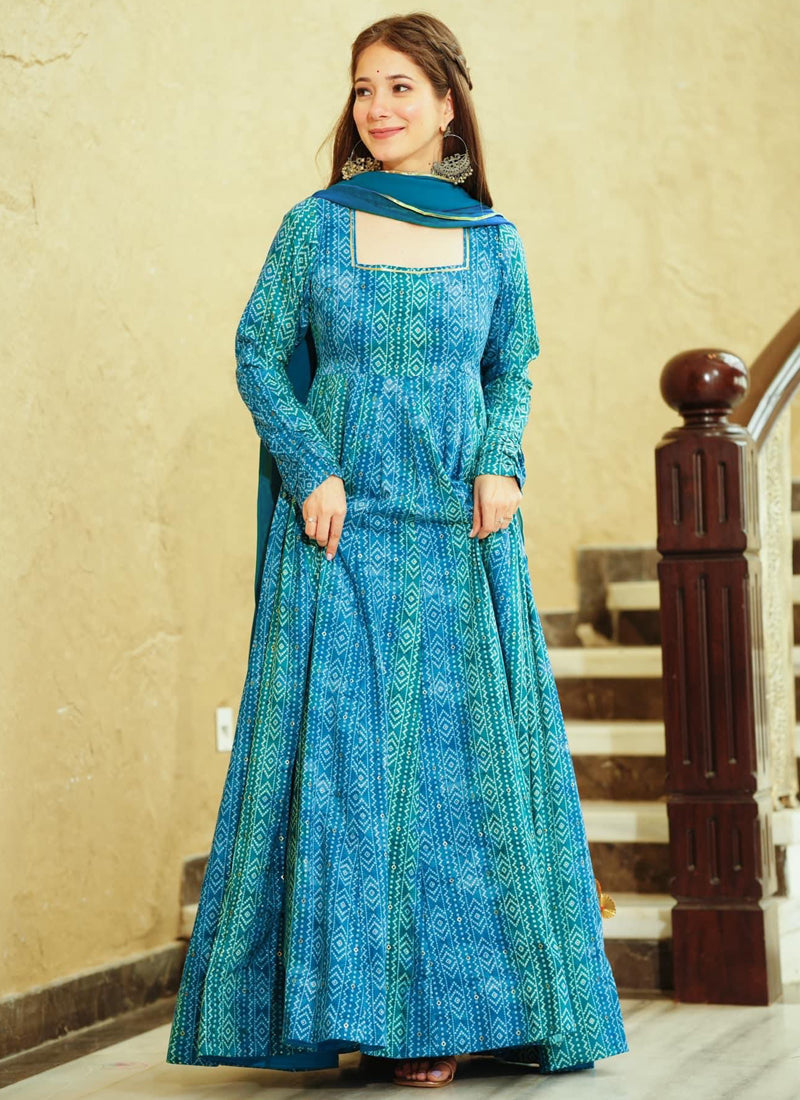 Vegaa Fashion Rama Georgette Digital Print Designer Gown For Festive