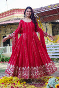 Teeya Creation Womens Casual Party Wear Heavy 5mm Sequence Embroidery Work Pink Gown Set
